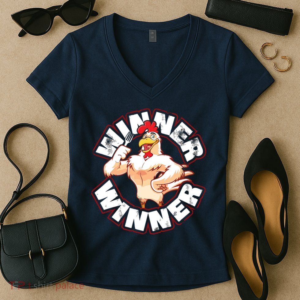 Winner Chicken Lucky Casino Gambling Blackjack Alcohol Women's V-Neck T-Shirt