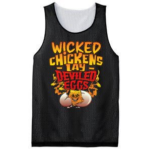 Wicked Chickens Lay Deviled Eggs Funny Chicken Lovers Mesh Reversible Basketball Jersey Tank