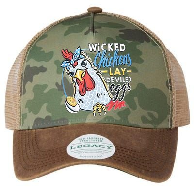 Wicked Chickens Lay Deviled Eggs Funny Chicken Lovers Legacy Tie Dye Trucker Hat