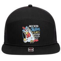 Wicked Chickens Lay Deviled Eggs Funny Chicken Lovers 7 Panel Mesh Trucker Snapback Hat