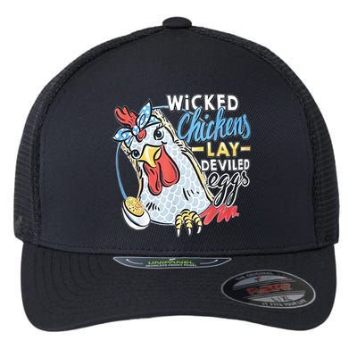 Wicked Chickens Lay Deviled Eggs Funny Chicken Lovers Flexfit Unipanel Trucker Cap
