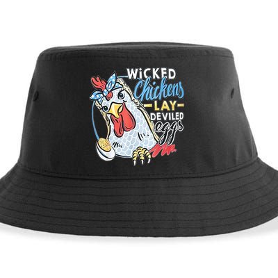 Wicked Chickens Lay Deviled Eggs Funny Chicken Lovers Sustainable Bucket Hat