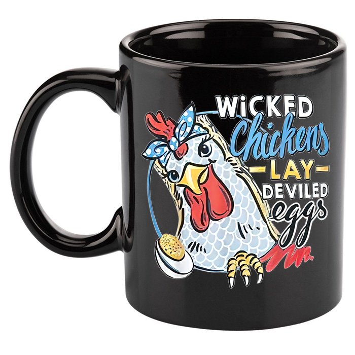 Wicked Chickens Lay Deviled Eggs Funny Chicken Lovers 11oz C Handle Ceramic Mug