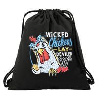 Wicked Chickens Lay Deviled Eggs Funny Chicken Lovers Drawstring Bag