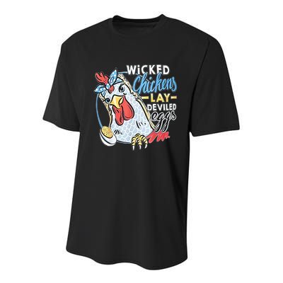 Wicked Chickens Lay Deviled Eggs Funny Chicken Lovers Youth Performance Sprint T-Shirt