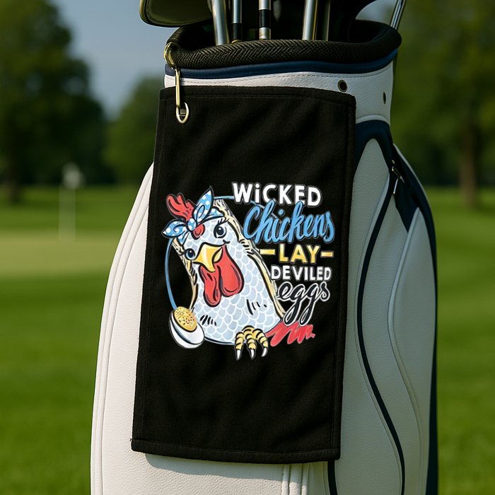 Wicked Chickens Lay Deviled Eggs Funny Chicken Lovers Golf Towel