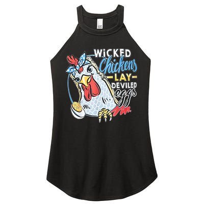 Wicked Chickens Lay Deviled Eggs Funny Chicken Lovers Women's Perfect Tri Rocker Tank