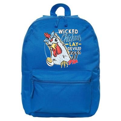 Wicked Chickens Lay Deviled Eggs Funny Chicken Lovers 16 in Basic Backpack