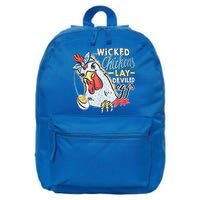 Wicked Chickens Lay Deviled Eggs Funny Chicken Lovers 16 in Basic Backpack