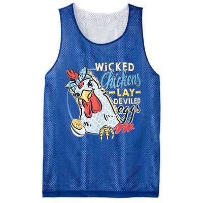 Wicked Chickens Lay Deviled Eggs Funny Chicken Lovers Mesh Reversible Basketball Jersey Tank