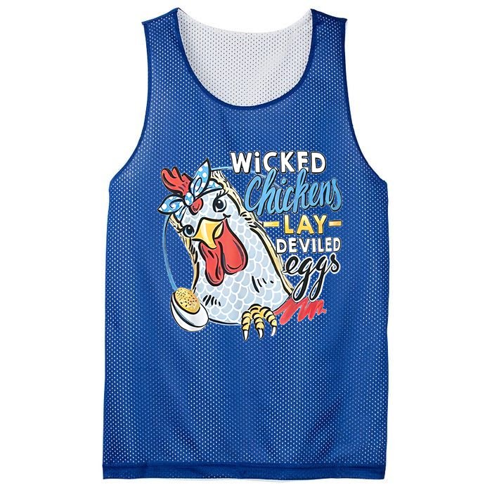 Wicked Chickens Lay Deviled Eggs Funny Chicken Lovers Mesh Reversible Basketball Jersey Tank