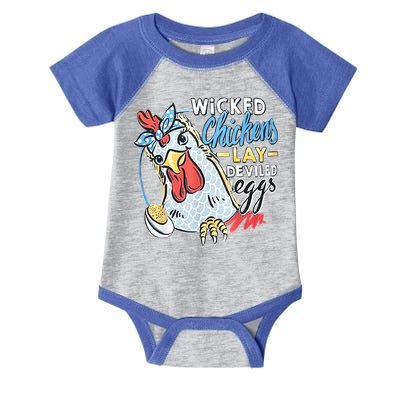 Wicked Chickens Lay Deviled Eggs Funny Chicken Lovers Infant Baby Jersey Bodysuit