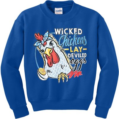 Wicked Chickens Lay Deviled Eggs Funny Chicken Lovers Kids Sweatshirt