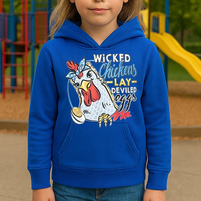 Wicked Chickens Lay Deviled Eggs Funny Chicken Lovers Kids Hoodie