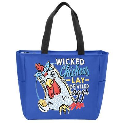 Wicked Chickens Lay Deviled Eggs Funny Chicken Lovers Zip Tote Bag