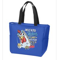 Wicked Chickens Lay Deviled Eggs Funny Chicken Lovers Zip Tote Bag