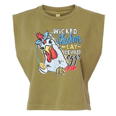 Wicked Chickens Lay Deviled Eggs Funny Chicken Lovers Garment-Dyed Women's Muscle Tee