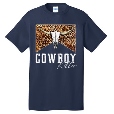 Western Cowgirl Leopard Punchy Cowboy Killers Bull Horn Tall T-Shirt