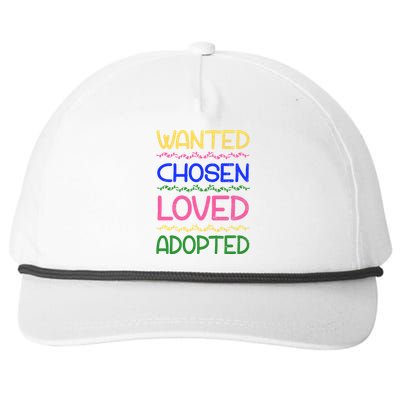 Wanted Chosen Loved Adopted Snapback Five-Panel Rope Hat