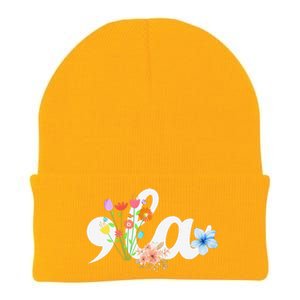 Women Comma La Floral Kamala Harris President 2024 Coma La Flowers Gift Knit Cap Winter Beanie