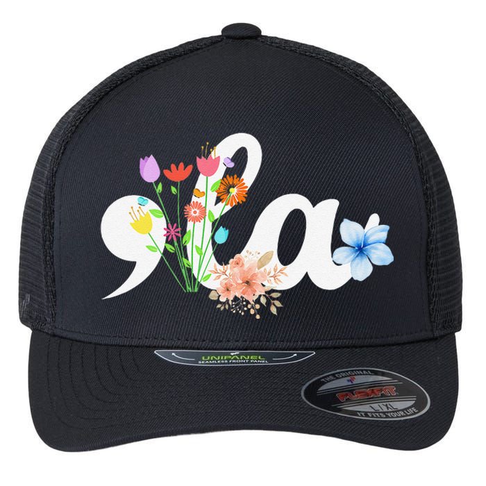 Women Comma La Floral Kamala Harris President 2024 Coma La Flowers Gift Flexfit Unipanel Trucker Cap