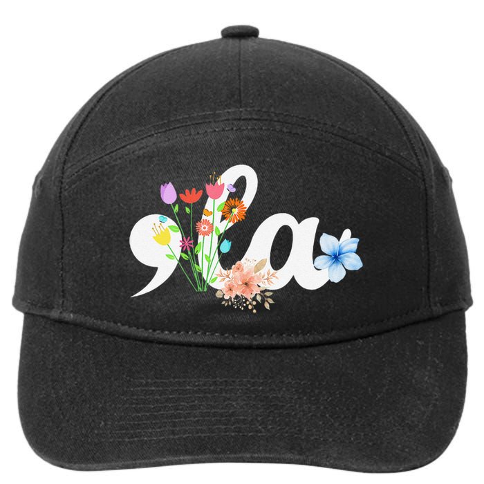 Women Comma La Floral Kamala Harris President 2024 Coma La Flowers Gift 7-Panel Snapback Hat