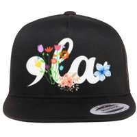 Women Comma La Floral Kamala Harris President 2024 Coma La Flowers Gift Flat Bill Trucker Hat