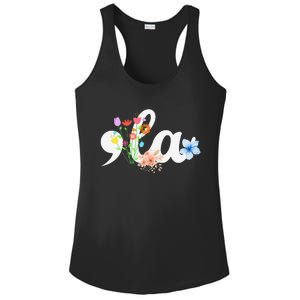 Women Comma La Floral Kamala Harris President 2024 Coma La Flowers Gift Ladies PosiCharge Competitor Racerback Tank