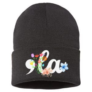 Women Comma La Floral Kamala Harris President 2024 Coma La Flowers Gift Sustainable Knit Beanie