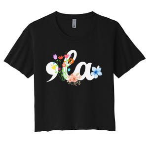 Women Comma La Floral Kamala Harris President 2024 Coma La Flowers Gift Women's Crop Top Tee