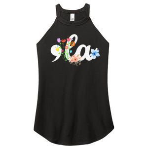 Women Comma La Floral Kamala Harris President 2024 Coma La Flowers Gift Women's Perfect Tri Rocker Tank