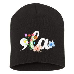 Women Comma La Floral Kamala Harris President 2024 Coma La Flowers Gift Short Acrylic Beanie