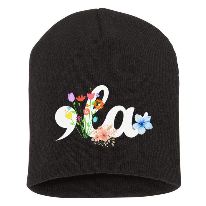 Women Comma La Floral Kamala Harris President 2024 Coma La Flowers Gift Short Acrylic Beanie