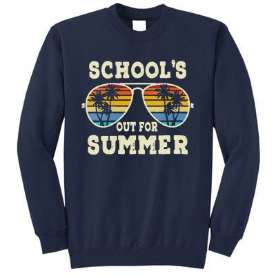 Womens Cute Last Day Of School Schools Out For Summer Teacher Retro Tall Sweatshirt