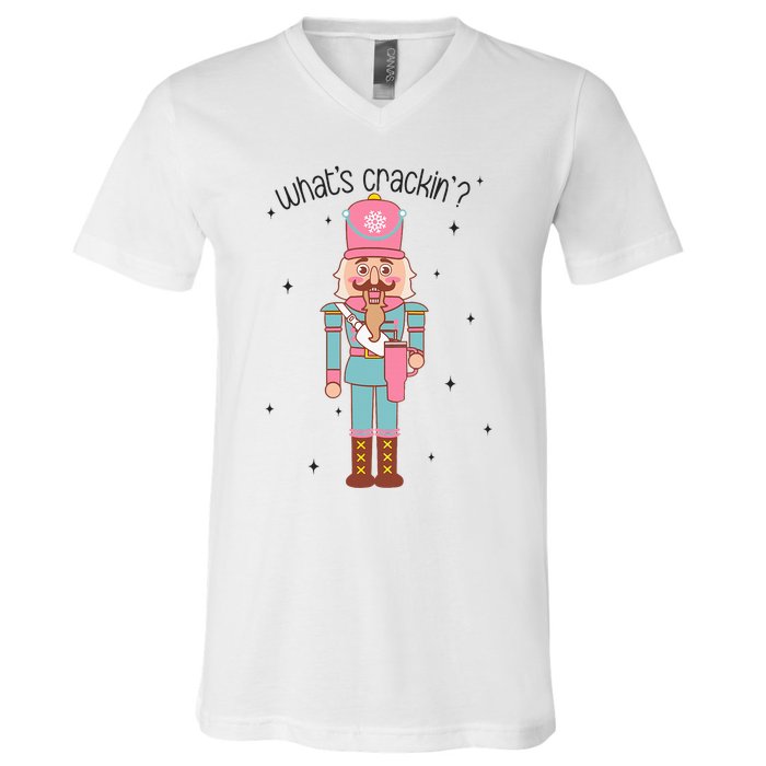 Whats Crackin Merry Christmas Nutcracker Xmas Bougie V-Neck T-Shirt