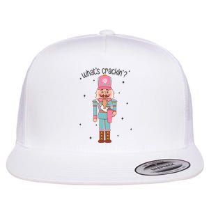 Whats Crackin Merry Christmas Nutcracker Xmas Bougie Flat Bill Trucker Hat