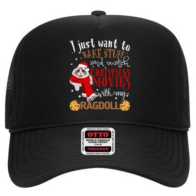 Watch Christmas Movies With My Ragdoll Cat Lover High Crown Mesh Back Trucker Hat