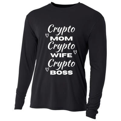 Wo Crypto Mom Wife Boss Funny Tee Bitcoin Ethereum Gift Cooling Performance Long Sleeve Crew