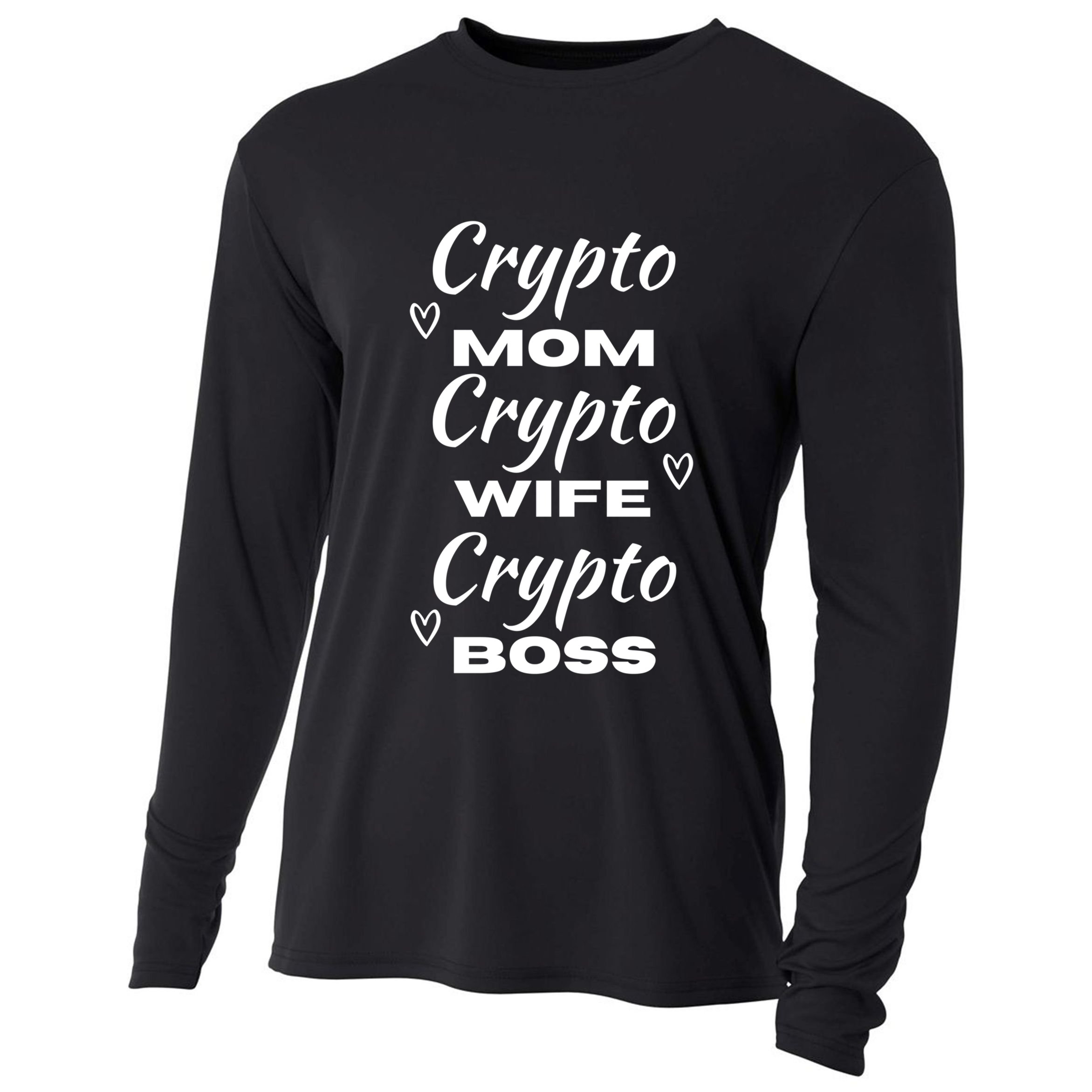 Wo Crypto Mom Wife Boss Funny Tee Bitcoin Ethereum Gift Cooling Performance Long Sleeve Crew