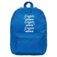 Wo Crypto Mom Wife Boss Funny Tee Bitcoin Ethereum Gift 16 in Basic Backpack