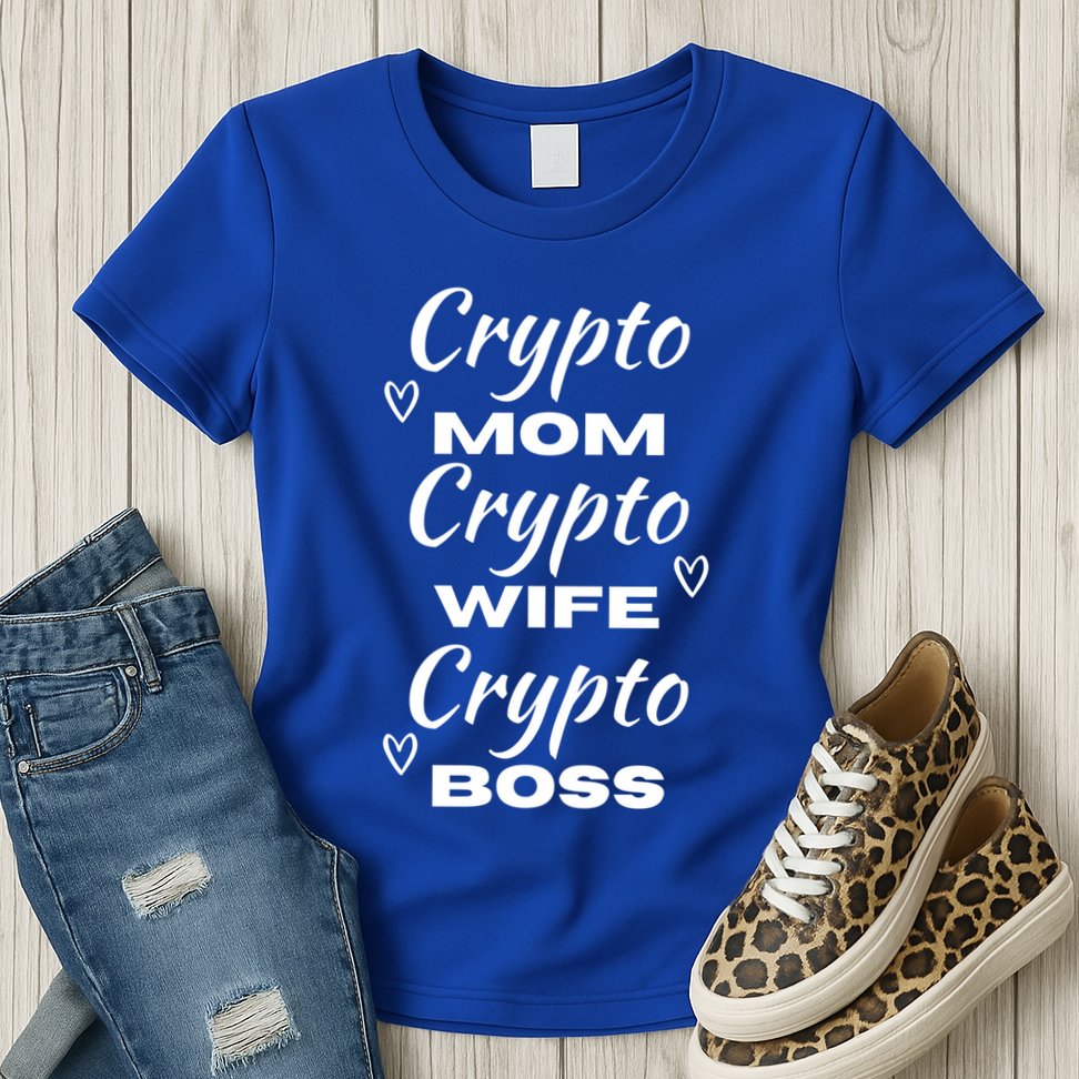 Wo Crypto Mom Wife Boss Funny Tee Bitcoin Ethereum Gift Womens T-Shirt