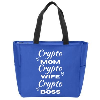 Wo Crypto Mom Wife Boss Funny Tee Bitcoin Ethereum Gift Zip Tote Bag