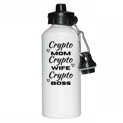 Wo Crypto Mom Wife Boss Funny Tee Bitcoin Ethereum Gift Aluminum Water Bottle