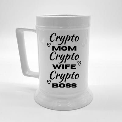 Wo Crypto Mom Wife Boss Funny Tee Bitcoin Ethereum Gift Beer Stein