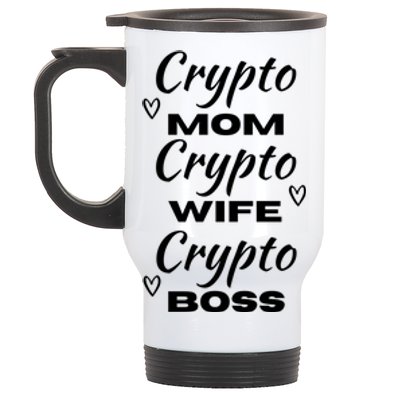 Wo Crypto Mom Wife Boss Funny Tee Bitcoin Ethereum Gift Stainless Steel Travel Mug