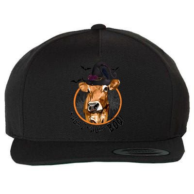 Witch Cow Moo I Mean Boo Halloween Funny Cow Lover Cute Gift Wool Snapback Cap