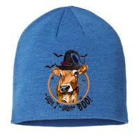 Witch Cow Moo I Mean Boo Halloween Funny Cow Lover Cute Gift Sustainable Beanie