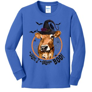 Witch Cow Moo I Mean Boo Halloween Funny Cow Lover Cute Gift Kids Long Sleeve Shirt