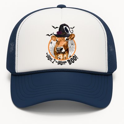 Witch Cow Moo I Mean Boo Halloween Funny Cow Lover Cute Gift Trucker Hat