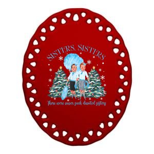 White Christmas Movie 1954 Sisters Pajamas Xmas Snow Holiday Ceramic Oval Ornament